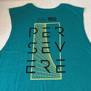 Men’s Grunt Style Turquoise Graphic Tee Sleeveless‎ Never Quit Size Large